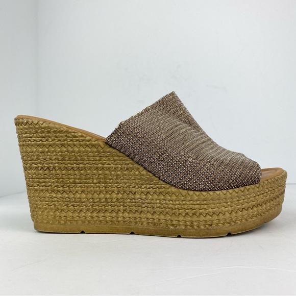 Seychelles size 10 Women’s Gold Metallic Espadrille Platform Wedge Sandals - Picture 1 of 9